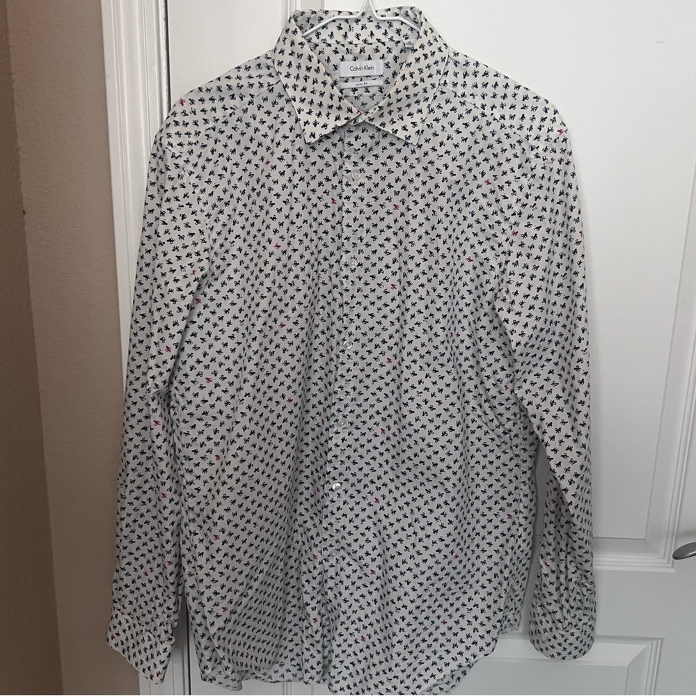 Mens Calvin Kline Slim Fit Dress Shirt Monkeys